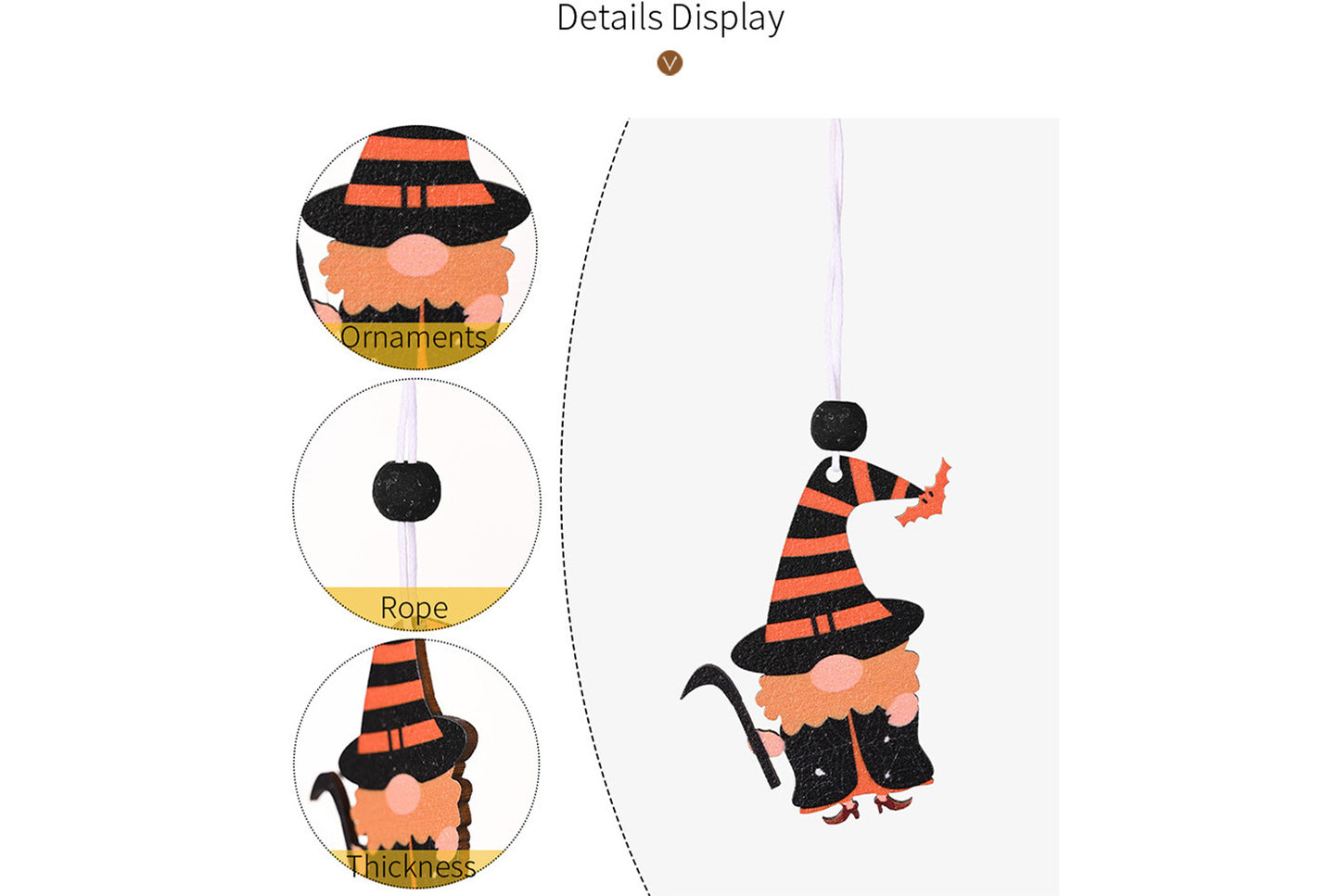 **4-Grid Halloween Rudolf Wooden Pendant | Wooden Home Decor**