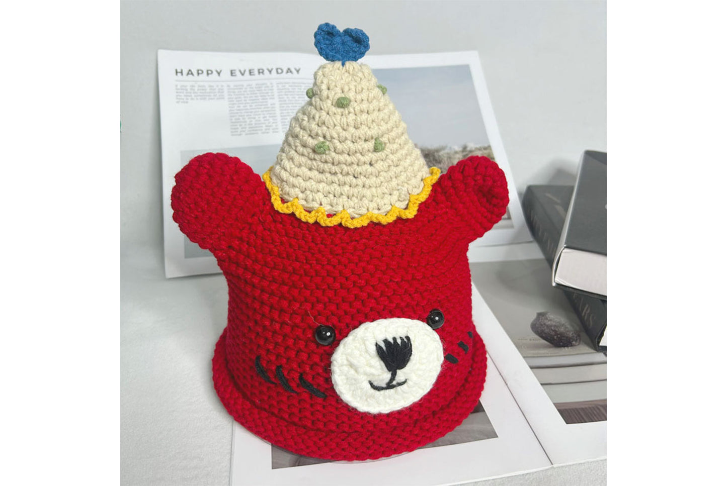 **Handmade Teddy Bear Knitted Hat (Sweet and Warm Autumn/Winter Wool Hat)**