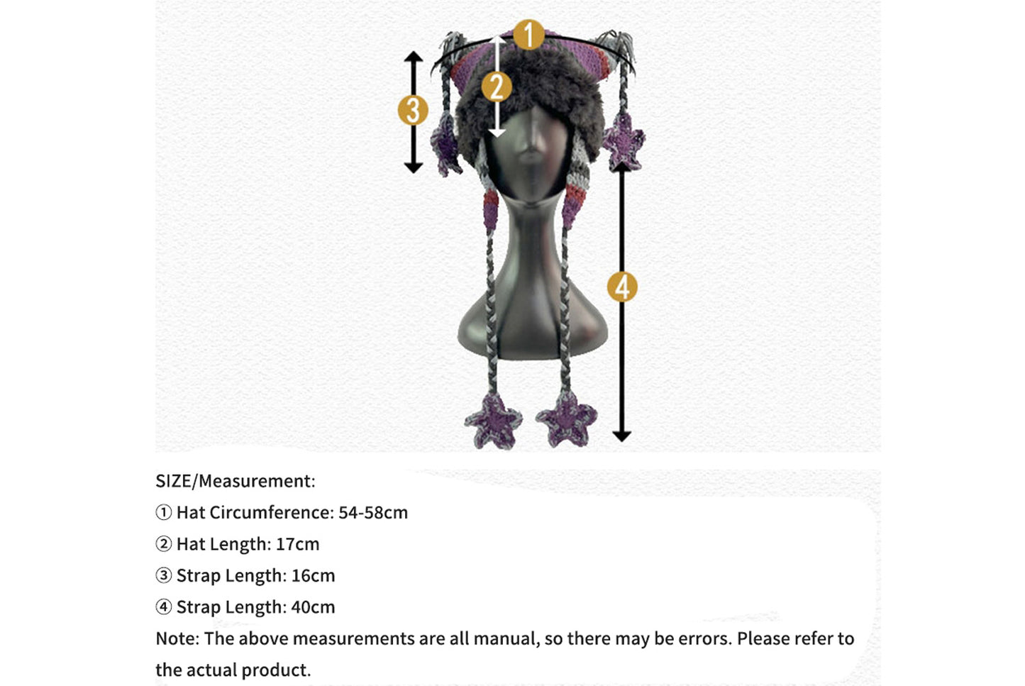 **Hand-Crossed Five-Pointed Star Cat Ear Knitted Hat (Sweet and Warm Wool Hat)**