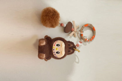Sitting flocked Labu keychain